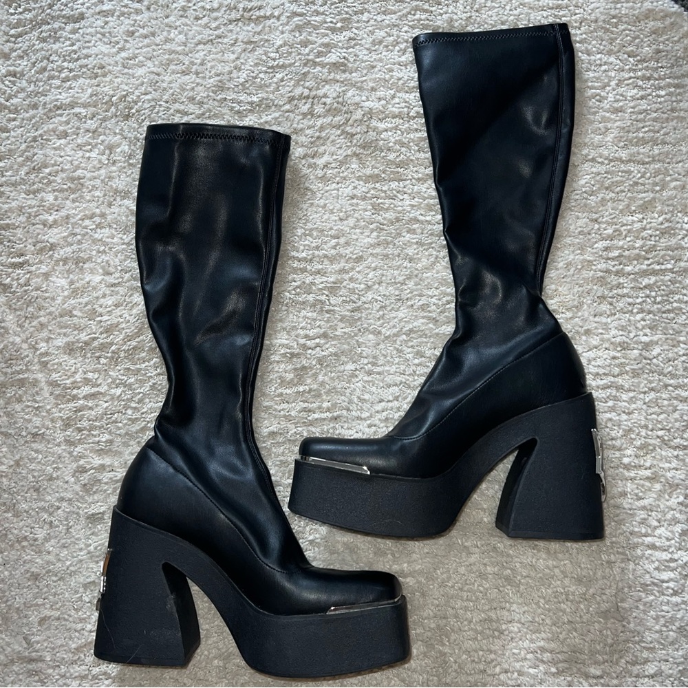Naked Wolfe Impact Black Leather Platform boots